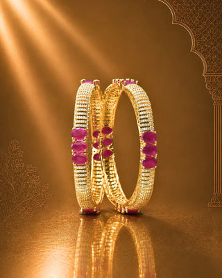 Designer Ruby Color AD Bangles - Fiona