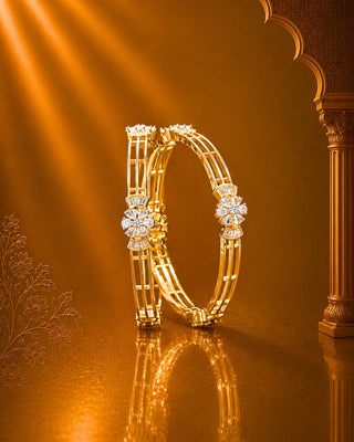 Zevarly Sunny Floral Teen Tar Ad Bangles -Harshi