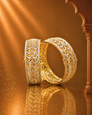 Zevarly Ramika American Diamond Broad Bangle