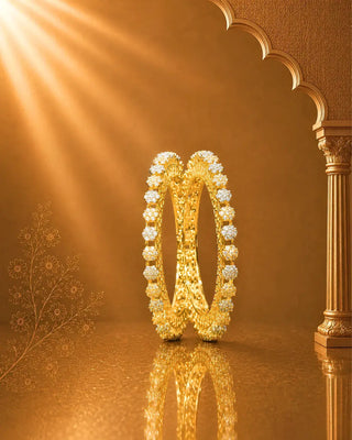 Traditional Floral AD Pacheli Bangles -  Jiya