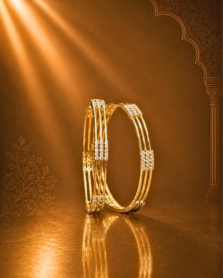 Zevarly Ekta Three Line AD Bangles
