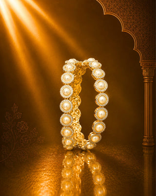 Zevarly Kavita Pearl Designer AD Bangles