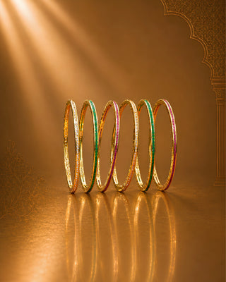 Tiranga Color Gold Plated 6 pcs Sleek Bangles - Janani