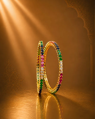 Zeverly Khushi Ethnic AD Bangles Gold Plated design