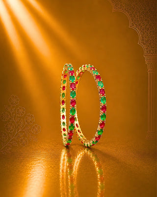 Zevarly Jivika American Diamond Bangles Multi Color