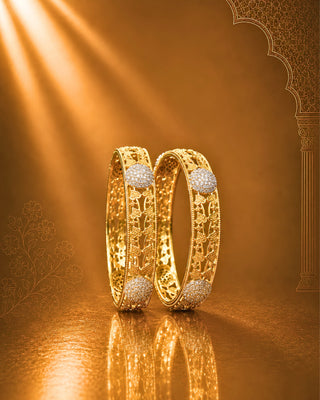 Zevarly Carrie Gold & Silver Plated AD Bangles