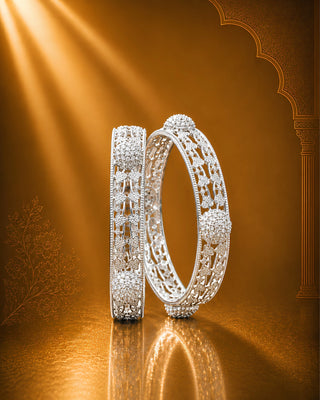 Zevarly Lavangi Silver Plated AD Bangles