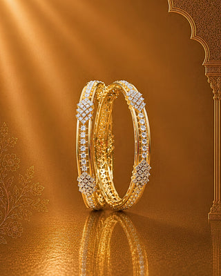 Aurora Lattice American Diamond Bangles - Megha