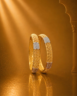 Zevarly Upasana American Diamond Gold & Silver Plated Bangles