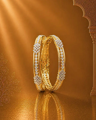 Aurora Lattice American Diamond Bangles - Megha