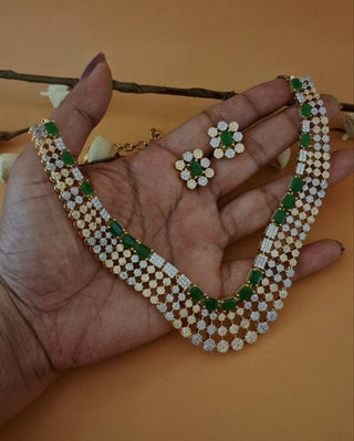 Zevarly Avyanna Royal Emerald Necklace Set