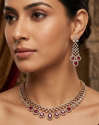 Zevarly Wani Statement AD Necklace Set