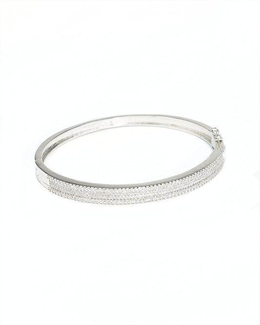 SHIYONA SHIMMER OPEN CUFF SILVER PLATED AD BRACELET