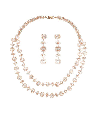 ZUNAIRA TWO LAYER SOLITAIRE AD NECKLACE SET - Zevarly